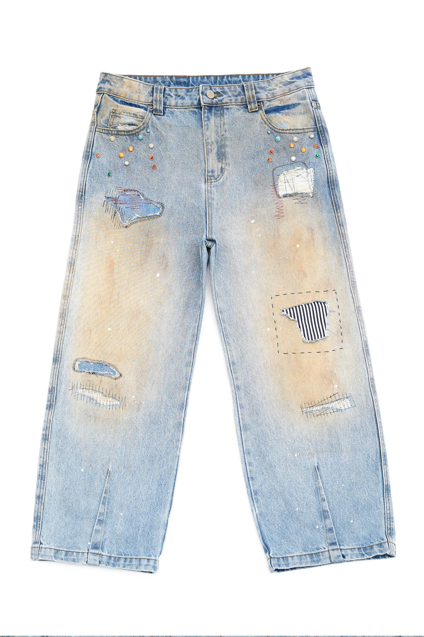 Hand-finished- Dirty Mosaic Denim