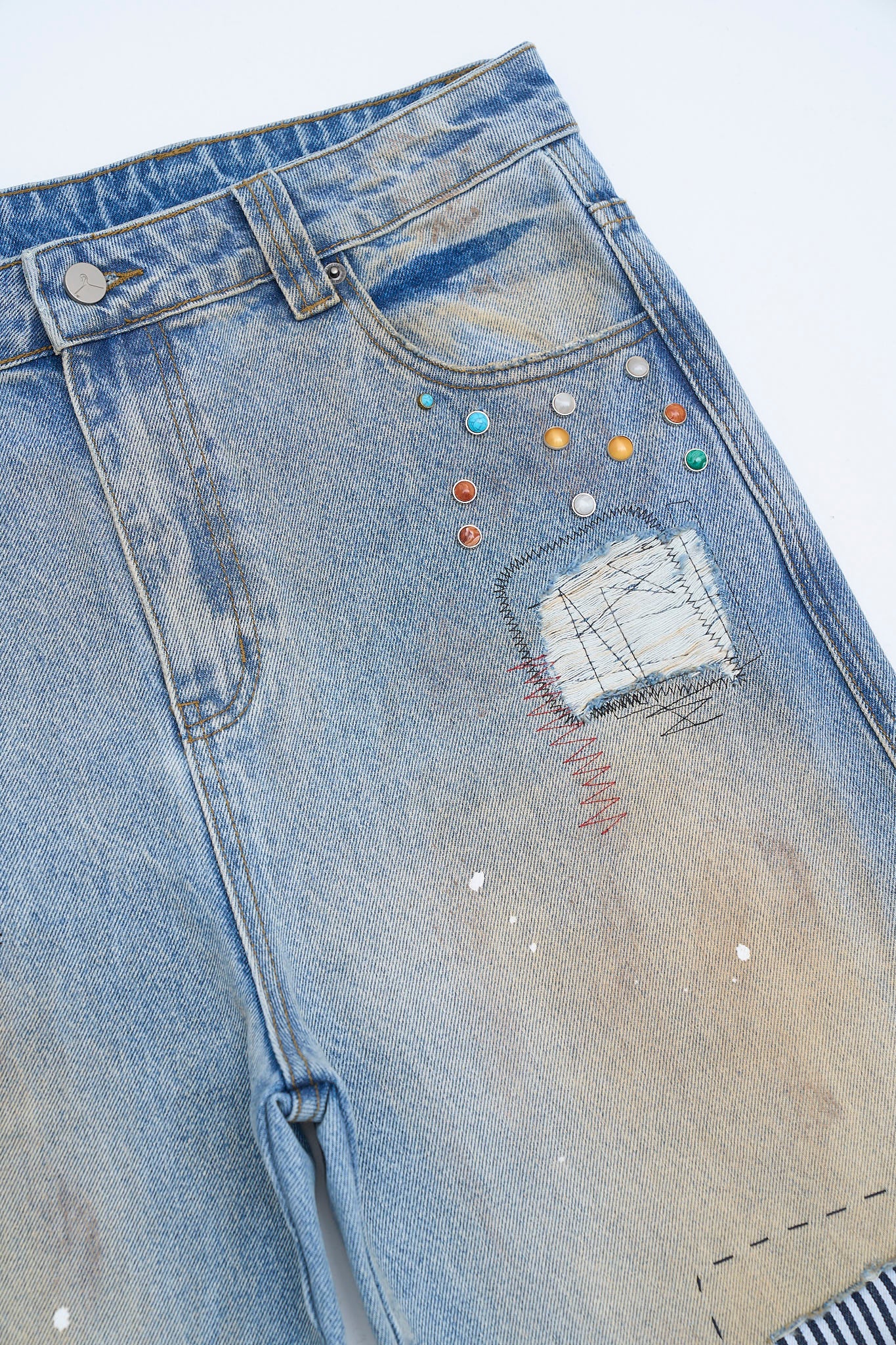 Hand-finished- Dirty Mosaic Denim