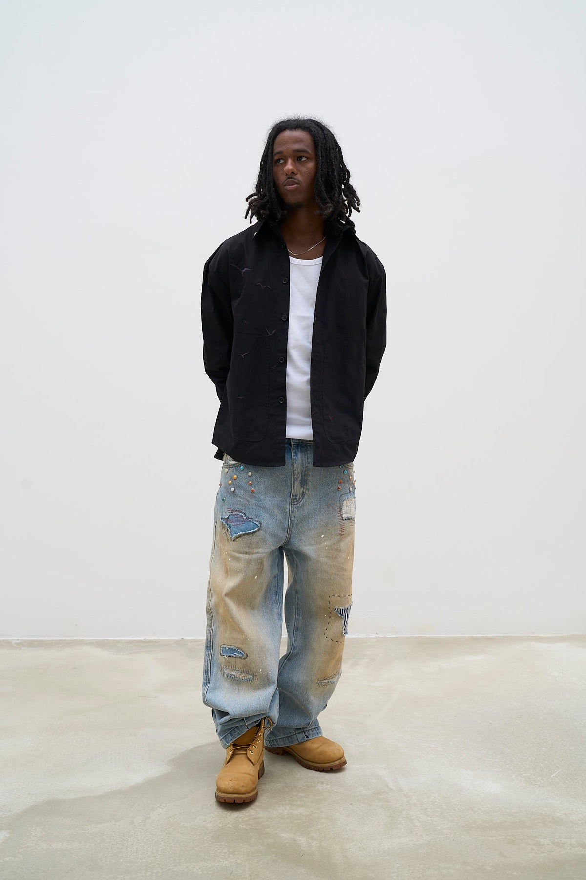 Hand-finished- Dirty Mosaic Denim