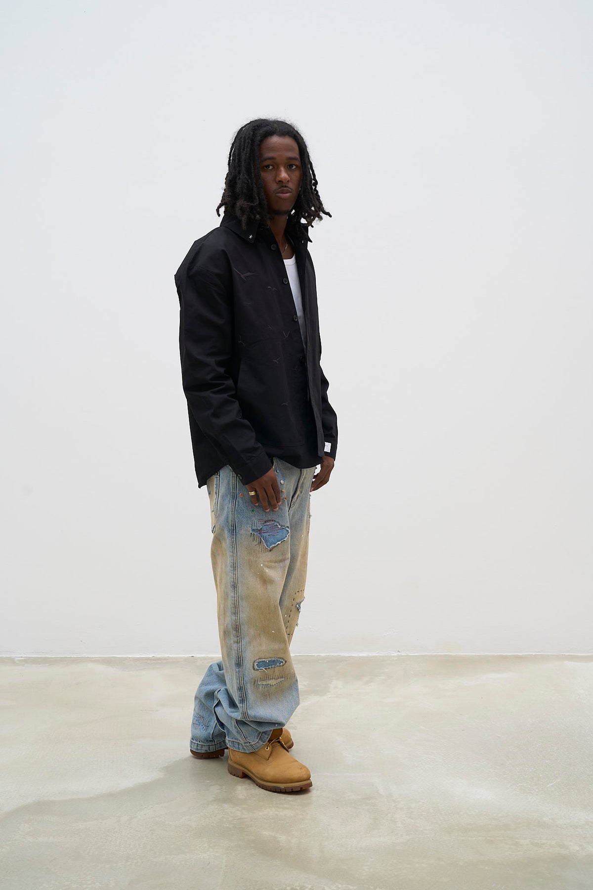 Hand-finished- Dirty Mosaic Denim