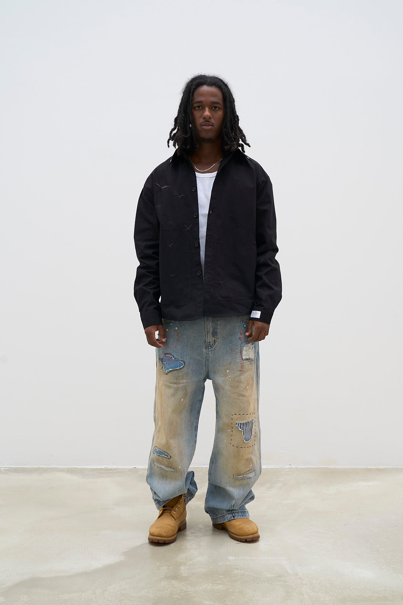Hand-finished- Dirty Mosaic Denim