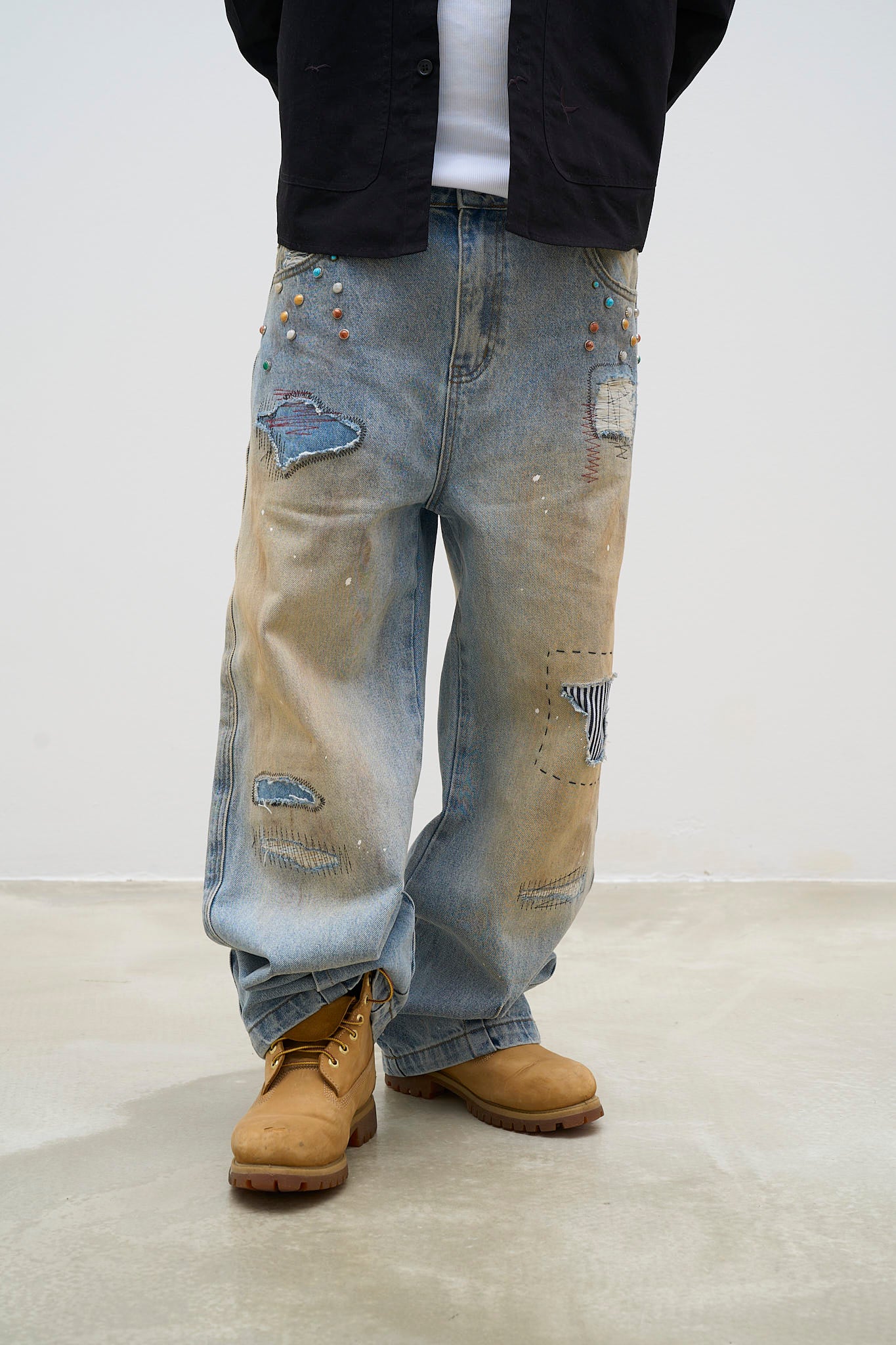 Hand-finished- Dirty Mosaic Denim
